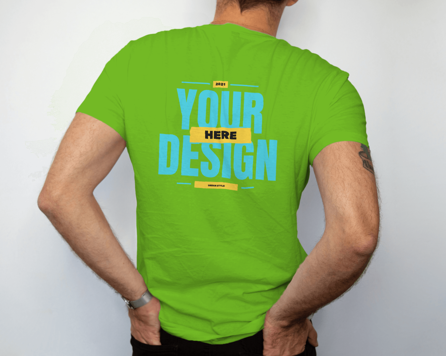 Men's Customized Back print T-shirt - Parrot Green