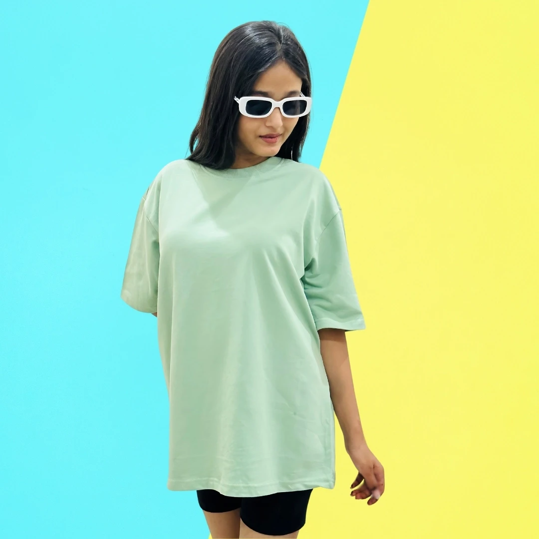Women's cotton Oversize T-Shirt Manufacturer - Mint Green