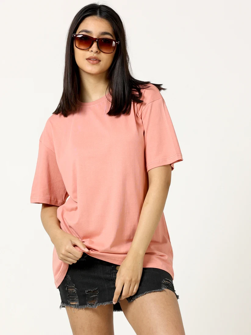 Women's cotton Oversize T-Shirt Manufacturer - Peach