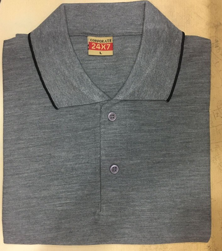 Corporate Polo neck T-Shirt (Tipping) - Grey