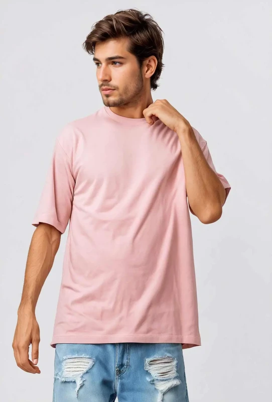 French Terry cotton Oversize T-Shirt Manufacturer - Peach