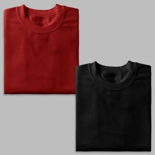 Plain Combo T-Shirt- Maroon & Black