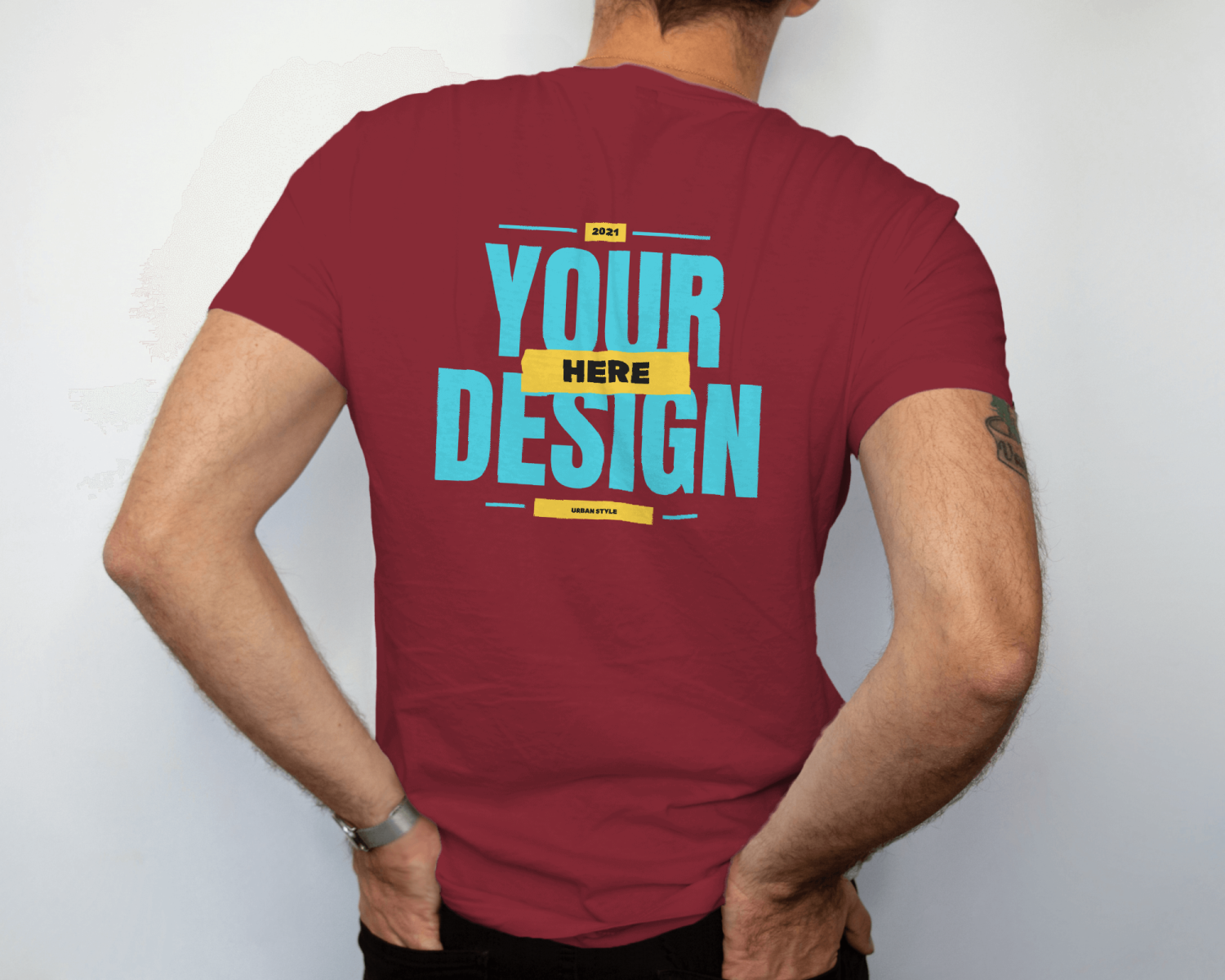 Men's Customized Back print T-shirt - Maroon