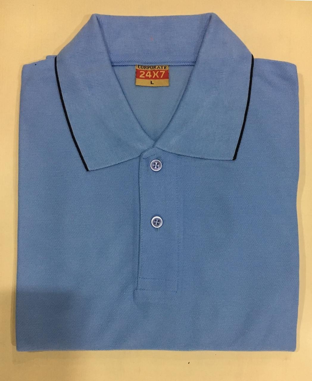 Corporate Polo neck T-Shirt (Tipping) - Mint Blue