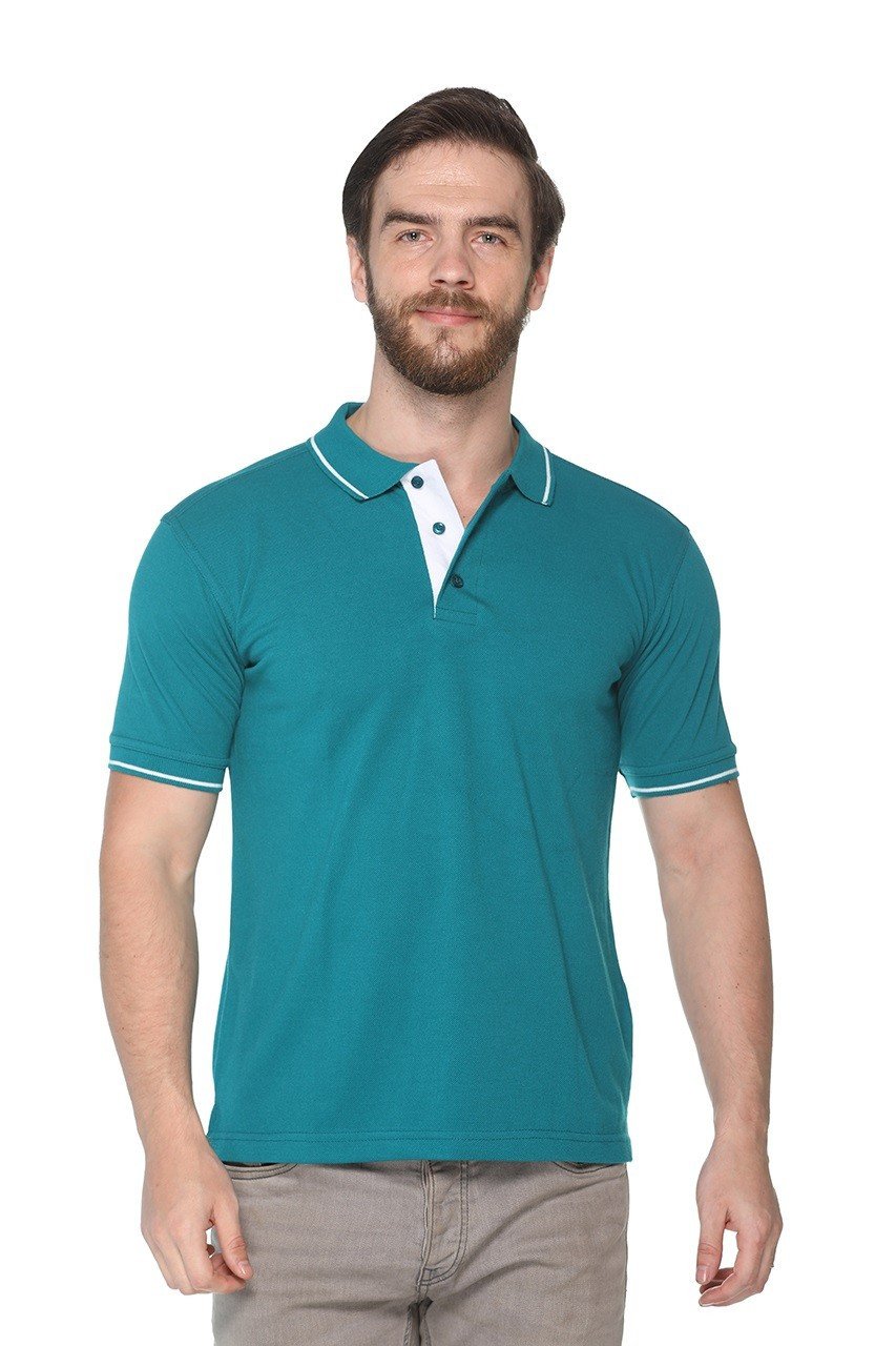 Pikmee Highline Turquoise Green Single Tipping Polo T-shirt