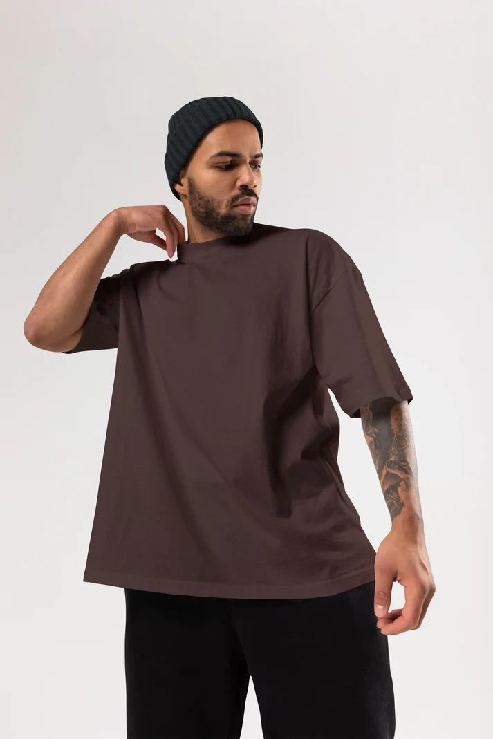 French Terry cotton Oversize T-Shirt Manufacturer - Chocolate