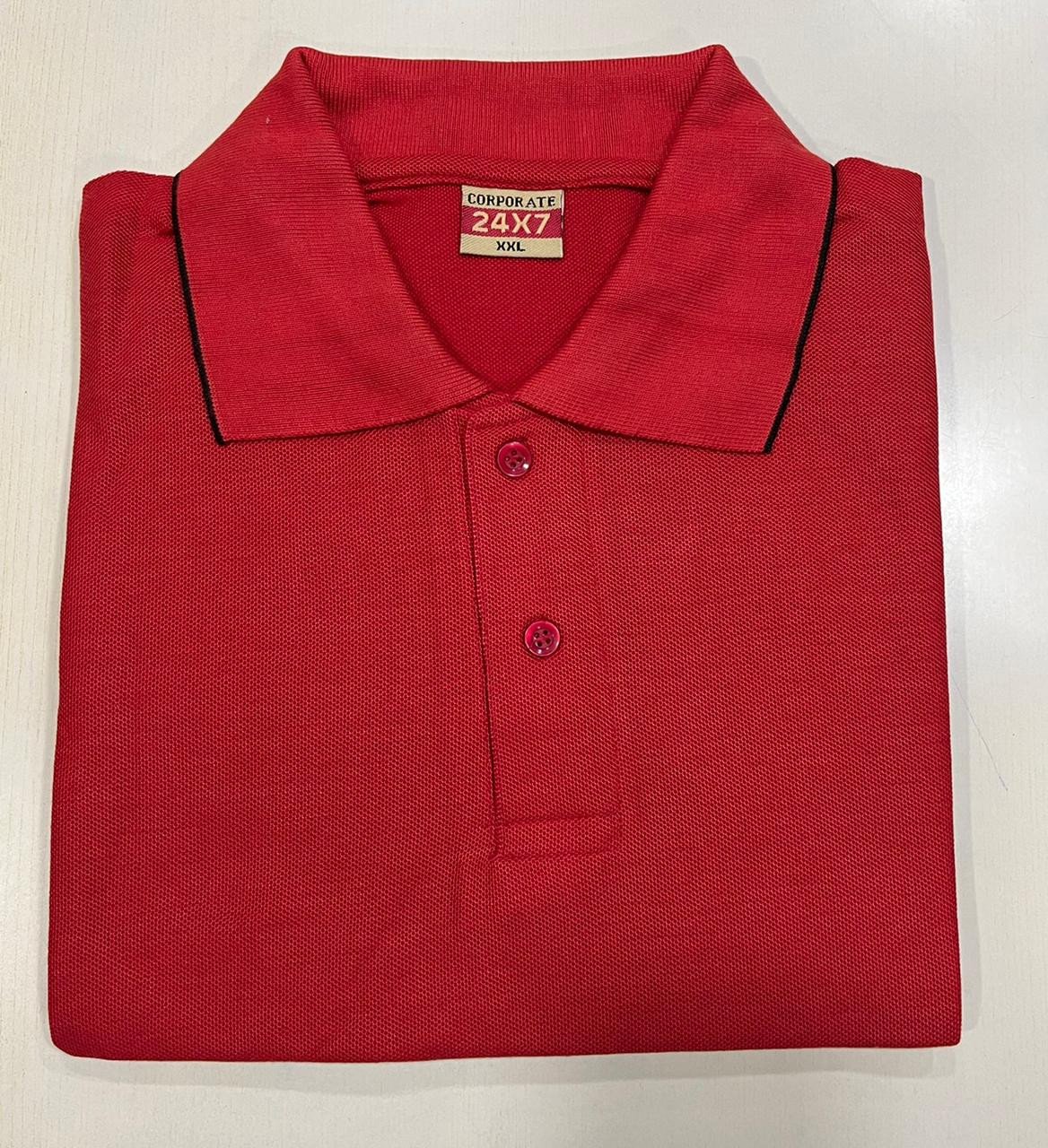 Corporate Polo neck T-Shirt (Tipping) - Red